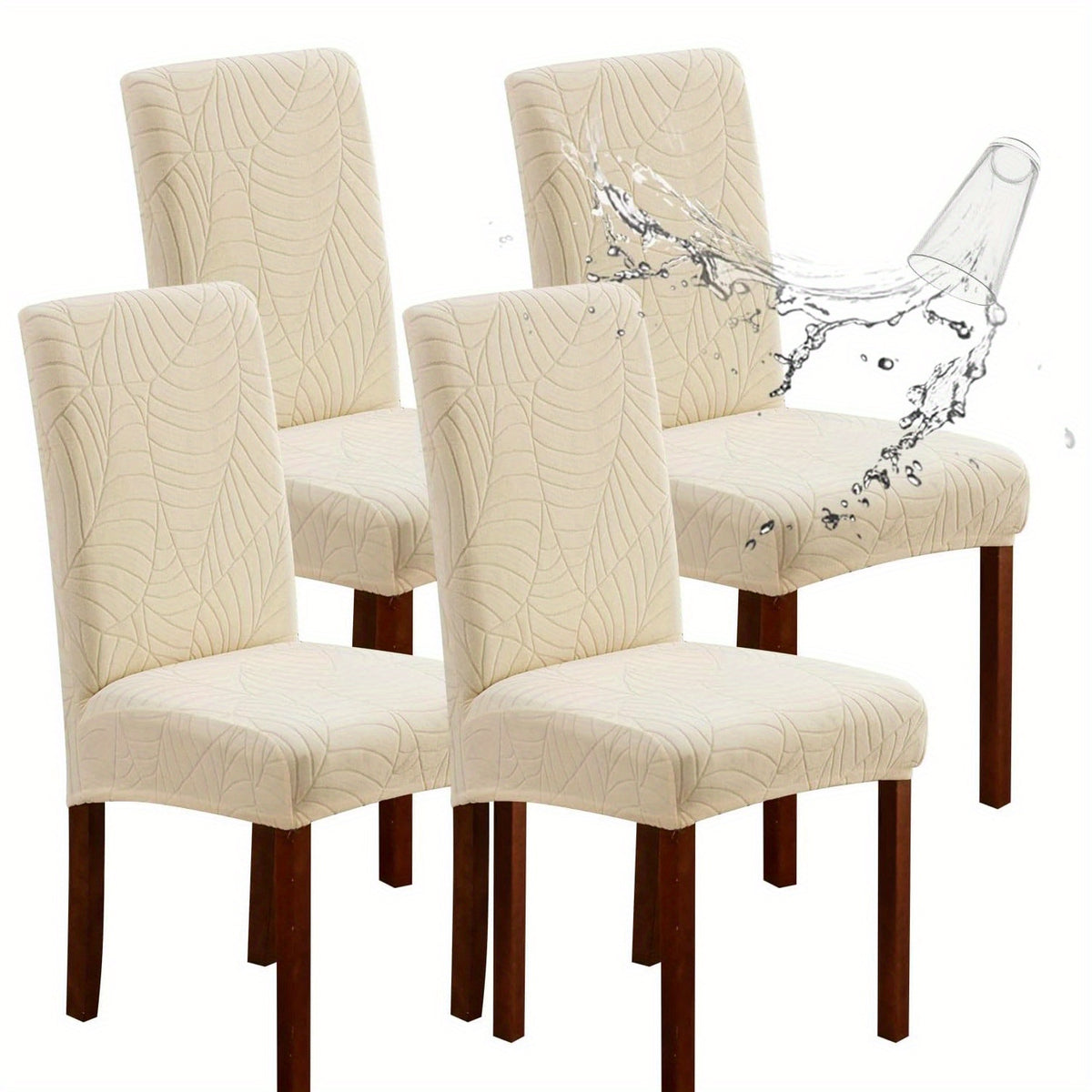Stretch Jacquard Dining Chair Covers Set of 4 or 6 Removable Washable Polyester-Elastane Slipcovers – Chair Protector for Kitchen Home Hotel Restaurant, Valentine's Day Home Decoration