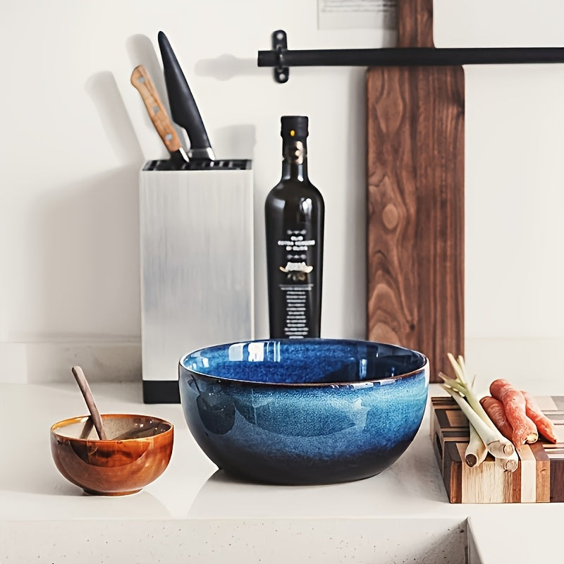 Extra Large Ceramic Bowl Set 2 Pack 81oz Dark Blue – Stylish Durable Bowls for Salad, Noodles & Ramen – Perfect for Home Kitchen, Restaurant & Hotel