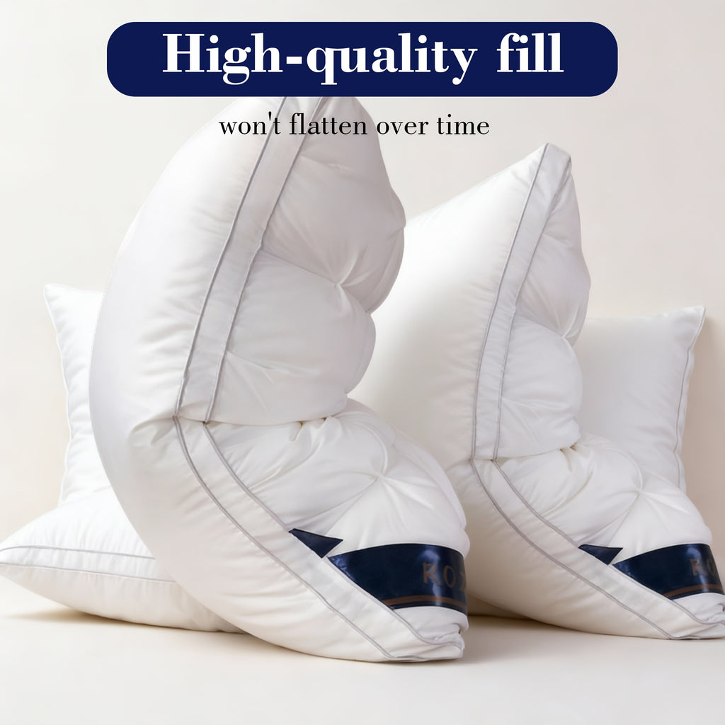 Luxury Hotel-Quality Bed Pillows Queen King Size, Hypoallergenic Plush Fill Cooling Pillow for Side Back Sleepers, Machine Washable All-Season Sleep Pillow 1 or 2 Pack