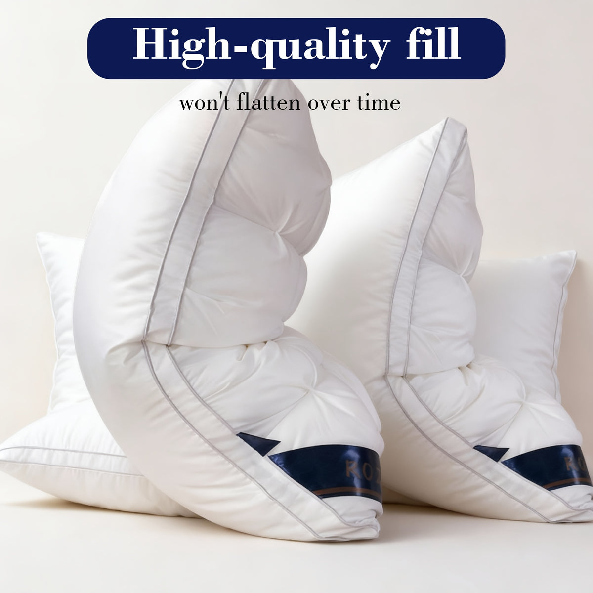Luxury Hotel-Quality Bed Pillows Queen King Size, Hypoallergenic Plush Fill Cooling Pillow for Side Back Sleepers, Machine Washable All-Season Sleep Pillow 1 or 2 Pack