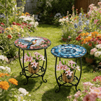 13.5 Inch Round Side Table Indoor Outdoor – Space-Saving Modern Accent Table for Patio Balcony Living Room Sofa Garden