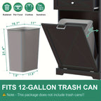 Tilt-Out Trash Can Cabinet 12 Gallon – Hidden Trash Cabinet with Drawers for Kitchen, Pantry & Laundry Room, Freestanding Kitchen Island Storage