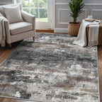 Modern Abstract Area Rug Low Pile Machine Washable Non-Slip for Living Room, Bedroom & Dining – Sage Green, Blue & Dark Grey, 4 Oversized Options