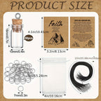 Mustard Seed Faith Necklace Craft Kit 50 Sets – DIY Christian Gift for Women with Mini Glass Jars & Faith Cards, Classical Style, Without Seeds