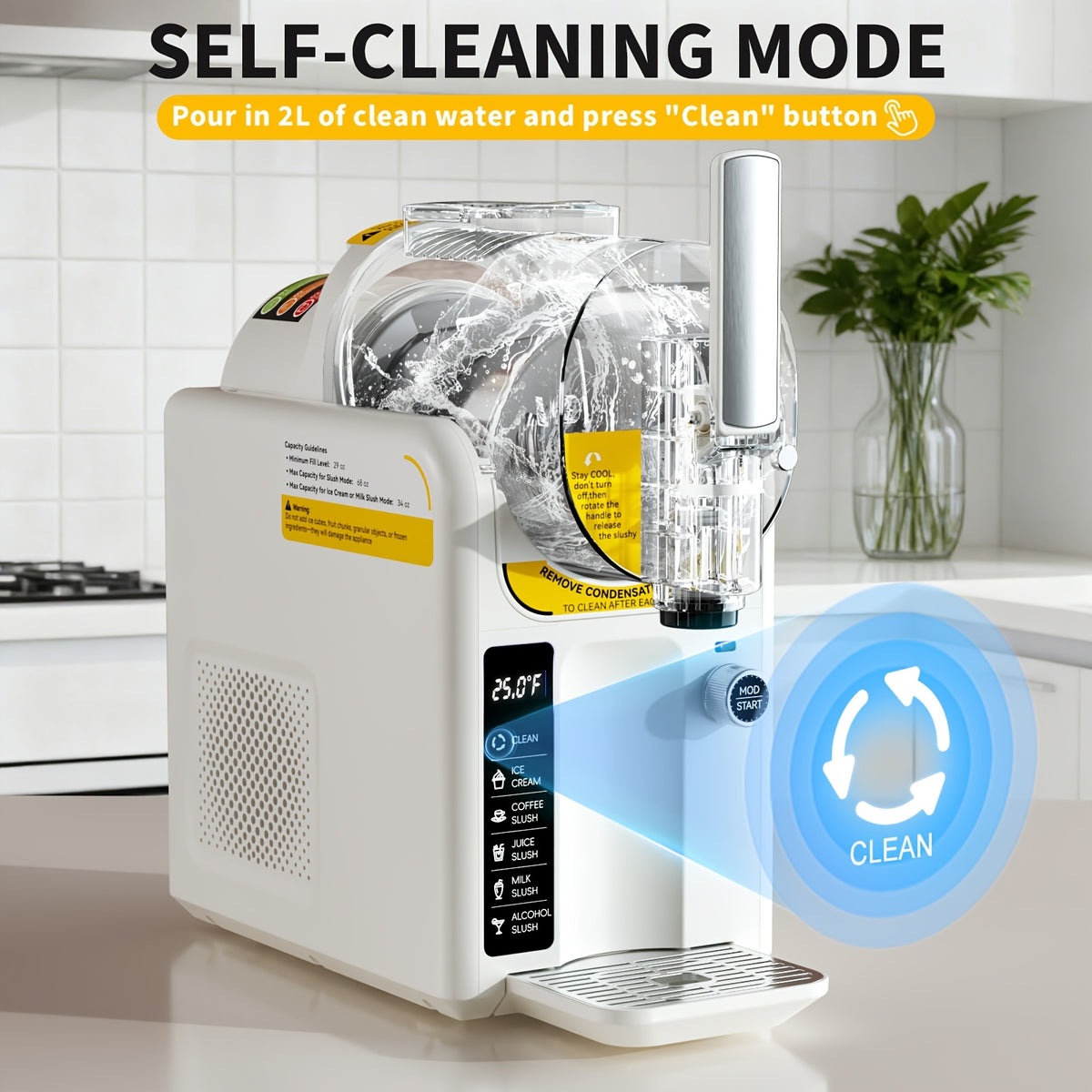 2-in-1 Ice Cream Maker & Slushie Machine 88oz, No Ice Needed Self-Cleaning Frozen Drink Machine, 5 Presets for Soft Serve, Slushies, Margaritas, Frappes & Milkshakes — Party & Home Use, Black