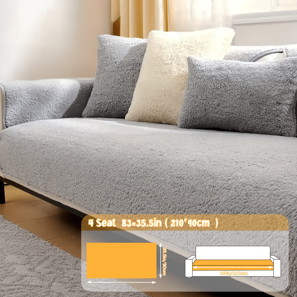 Thickened Honeycomb Velvet Sofa Seat Cover – Solid Color Minimalist Non-Slip Pet-Friendly Cushion Pad | Washable Couch Protector for Living Room, Bedroom & Office | 1-5 Seater + Armrest & Pillow Options