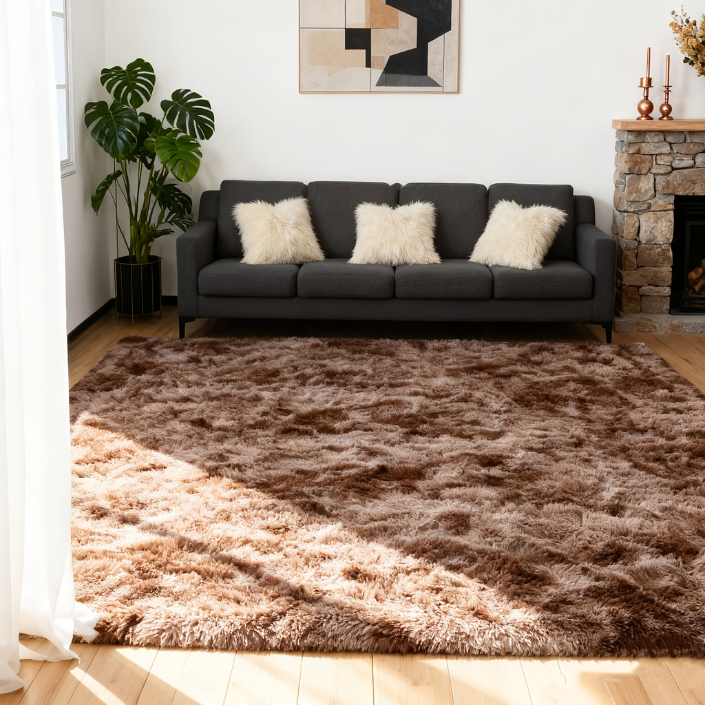 Shaggy Area Rug Extra Large Ultra Soft Fluffy Plush for Living Room & Bedroom – Non-Slip Machine Washable Carpet 9x12 & 10x14ft, Tie-Dye & Solid Colors