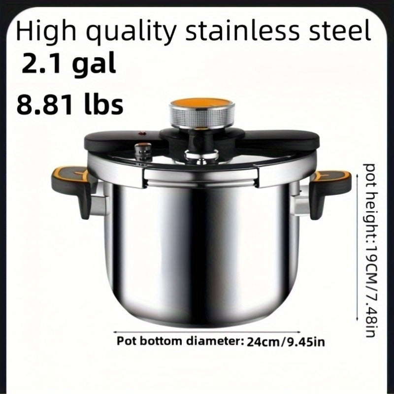 Stainless Steel Pressure Cooker Fast Cooking with One-Touch Locking Lid, Safety Valve & Pressure Gauge – Induction & Gas Compatible for Indoor Outdoor Use
