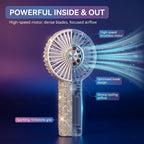 Rhinestone Handheld Fan Crystal Diamond Bling Mini Personal Fan USB Rechargeable 3-Speed for Women Girls Wedding Travel Outdoor Office