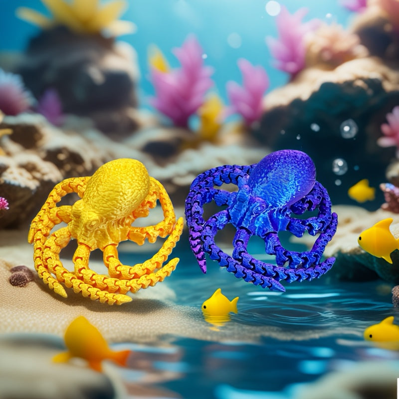 3D Printed Octopus Figures Set of 5 – Playful Mini Octopus Toys for Party Favors, Halloween & Christmas Gifts | Fun Holiday Novelty Gift for Kids, Teens & Ocean Lovers