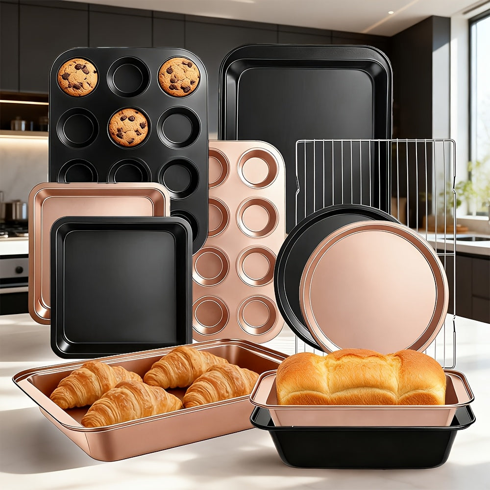 Baking Pan Set Oven-Safe Commercial Grade - Cookie Sheet Baking Sheet Round Cake Pan Muffin Pan Bread Pan Pizza Pan Square Pan - 4/6/12/23/46-Piece Kitchen Bakeware Sets, Restaurant Quality