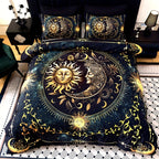 Celestial Sun Moon Duvet Cover Set 3 Piece - Soft Breathable Galaxy Planet Print Bedding Twin Full Queen King Dorm Bedroom No Insert