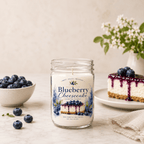 Blueberry Cheesecake Scented Soy Wax Candle in Mason Jar – 30-40 Hour Burn, Phthalate-Free Fragrance, Vegan & Cruelty-Free, 6oz Fall Candle – Perfect Holiday Gift, Seasonal Home Fragrance Decor