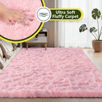 Tie-Dye Fluffy Area Rug – Ultra-Soft Thickened Plush Indoor Mat for Living Room, Bedroom & Office, 9 Colors 6 Sizes, Boho Machine-Woven Floor Carpet