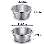 Stainless Steel Colander & Mixing Bowl Set – 304 Food-Grade Stackable Strainer Bowl for Washing Vegetables, Fruit & Rice, Dishwasher Safe Kitchen Colander, 7.09" or 11.02" Bowl + Sieve