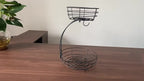2-Tier Countertop Fruit & Vegetable Basket Bowl Rack with Banana Hooks – Space-Saving Kitchen Storage for Fruits, Vegetables, Bread & Snacks