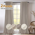 Back Tab Blackout Curtains 2 or 4 Panels – 100% Light Blocking Thermal Insulated Window Drapes for Living Room, Bedroom & Office, 50"W Multiple Lengths, 9 Colors
