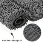 Chenille Bathroom Rug Extra Soft Absorbent Bath Mats for Bathroom Floor – Non-Slip, Water Absorbent, Machine Washable Bath Mat