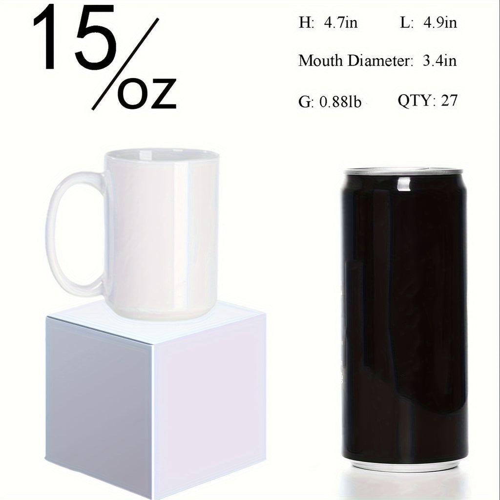 Sublimation Mugs 12 Pack White Coffee Cups with Gift Boxes - 11oz & 15oz Blank Ceramic Mugs for DIY Printing, Bulk Gifts & Custom Orders