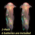 LED Jellyfish Chandelier Lights Color Changing, Set of 2 Hanging Outdoor Garden Tree Lights for Christmas, Halloween, Gender Reveal & Mood Lighting, Battery Powered