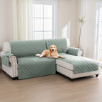L-Shaped Sectional Sofa Cover 100% Liquid-Resistant Couch Slipcover with Non-Slip Straps for Dogs Cats Pets Left Right Chaise