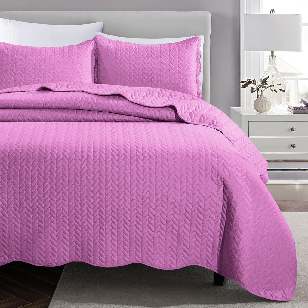 Microfiber Quilt Bedspread Set All Season Lightweight – Soft Breathable Quilted Coverlet Twin Full Queen King 16 Colors Machine Washable