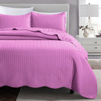 Microfiber Quilt Bedspread Set All Season Lightweight – Soft Breathable Quilted Coverlet Twin Full Queen King 16 Colors Machine Washable