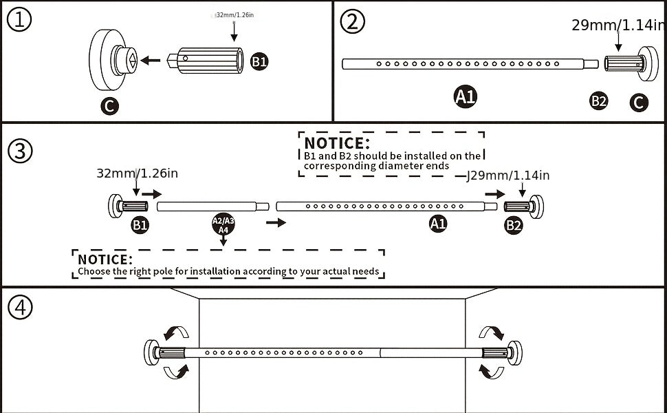 Tension Curtain Rod Adjustable 51-148 Inch No Drill Heavy Duty – Extra Long Spring Pressure Rod for Bathroom Shower Window Patio, White