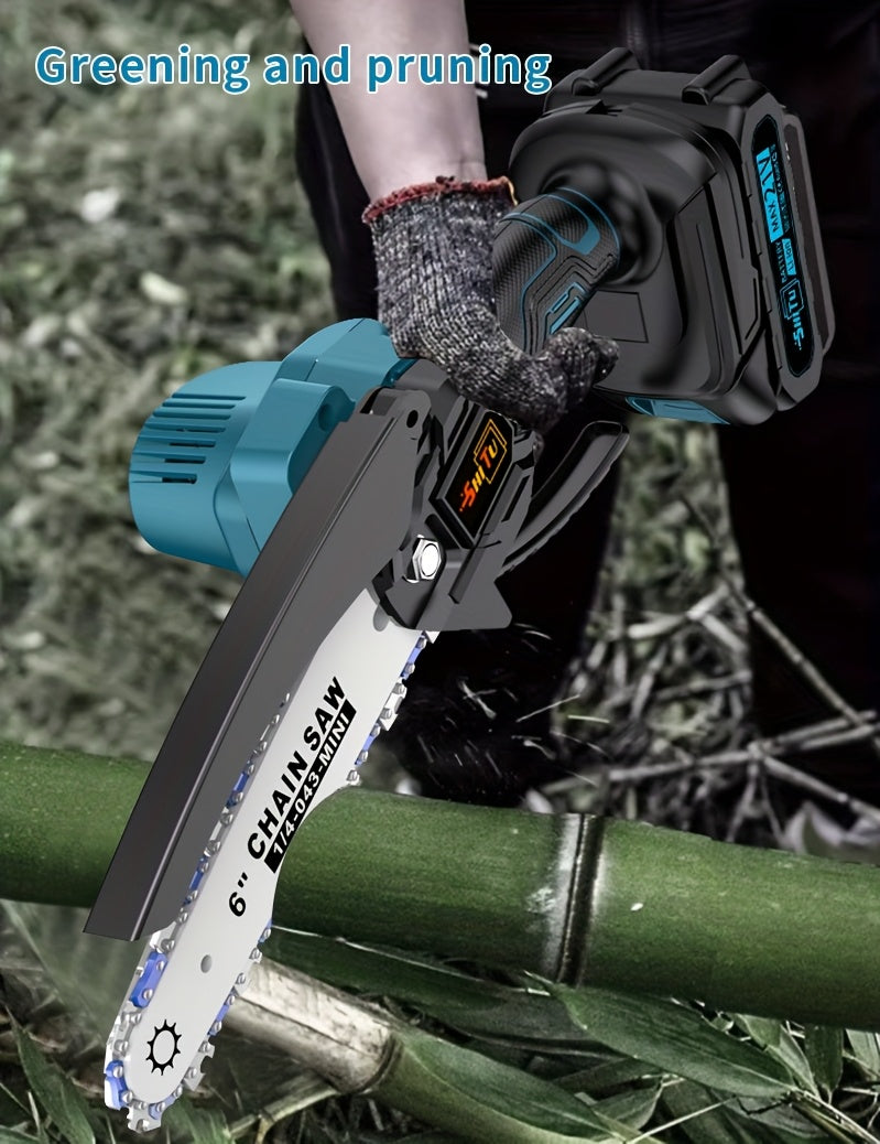 Mini Cordless Chainsaw Handheld Electric Pruning Saw with Splash Guard Security Lock Rechargeable Battery for Tree Branch Garden Yard Trimming Gift for Men