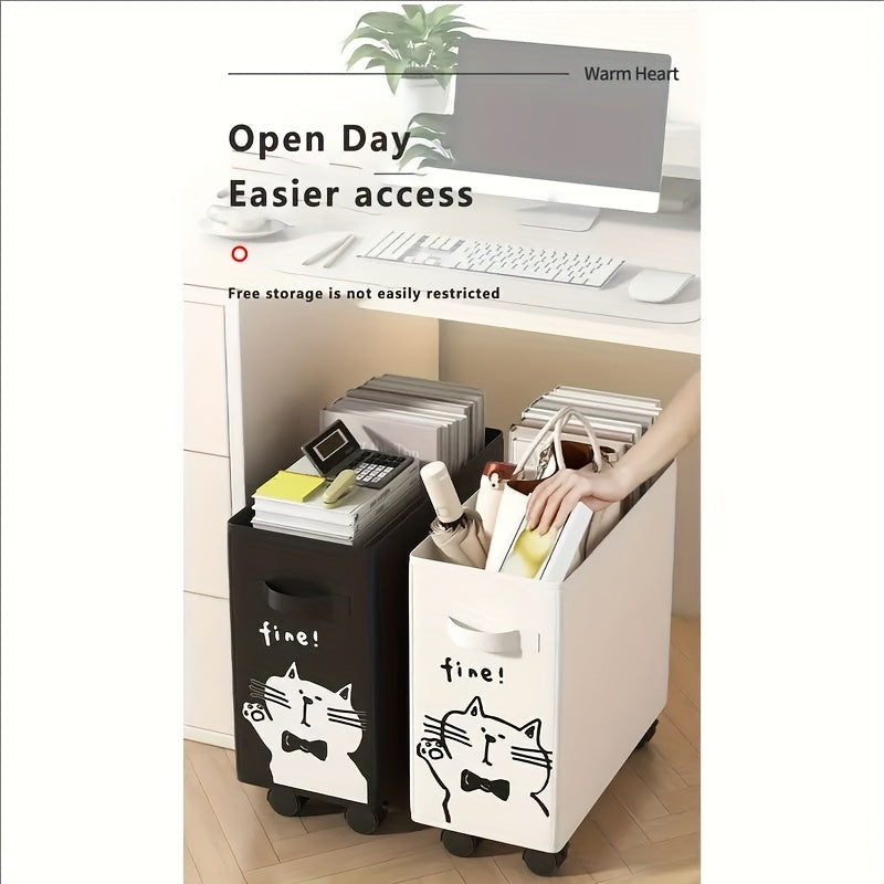 Under-Desk Rolling Storage Cart with Wheels Removable Storage Frame Space Saving Office Organizer for Kitchen Dorm Apartment Black White