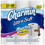 Charmin Ultra Soft Mega Roll Toilet Paper 12 Count, 2-Ply Cushioned Comfort Clog-Safe Septic-Safe Unscented, 75% More Absorbent Premium Bathroom Tissue