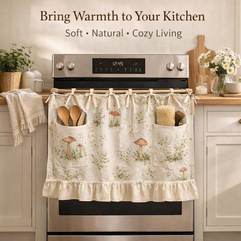 Appliance Skirt Curtain with Pockets – Farmhouse Kitchen Decor, Blackout Polyester, Grommet Top, Ruffled Trim | Hides Dishwasher, Washing Machine & Range Clutter | Nuvia Haven
