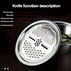 3-in-1 Grater Strainer and Cutter 9 Inch - Shred Slice Grate & Dice Multifunctional Vegetable Grater for Salad Prep, Kitchen Straining & Food Processing