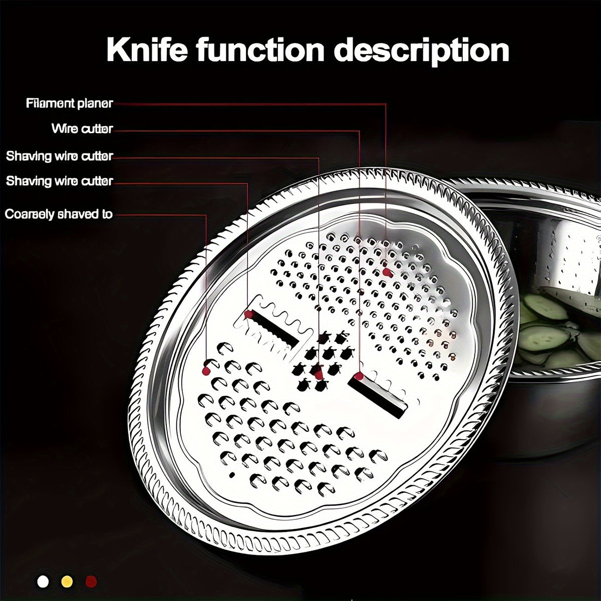 3-in-1 Grater Strainer and Cutter 9 Inch - Shred Slice Grate & Dice Multifunctional Vegetable Grater for Salad Prep, Kitchen Straining & Food Processing