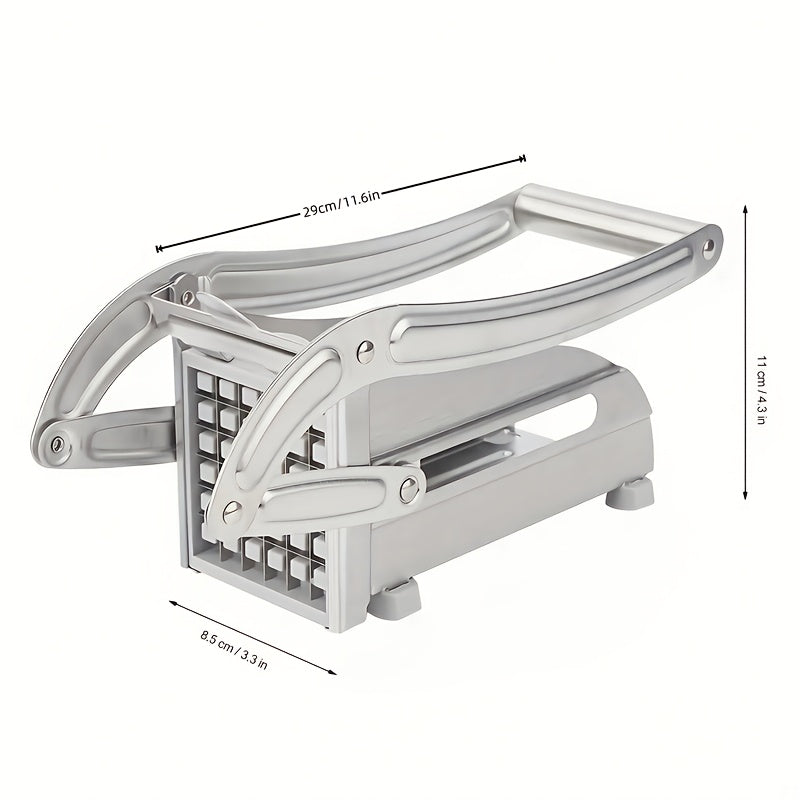 Stainless Steel French Fry Cutter & Vegetable Chopper - Heavy Duty Potato Slicer, Onion Chopper and Food Cutter for Carrots, Cucumbers and More - Essential Kitchen Gadget