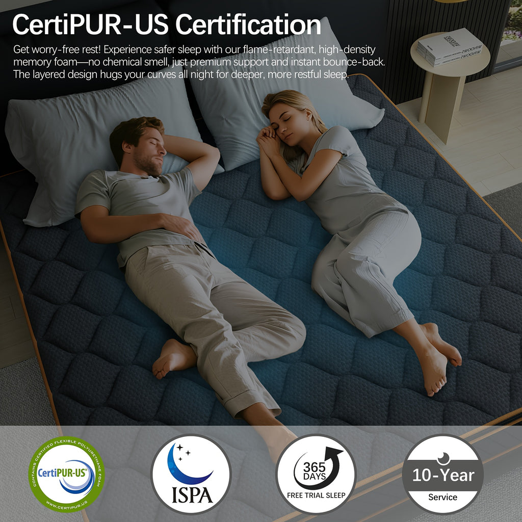 Hybrid Mattress | Memory Foam & Spring, Medium Firmness, Lumbar Support, Boxed – 10", 12" & 14" | Twin, Full, Queen, King