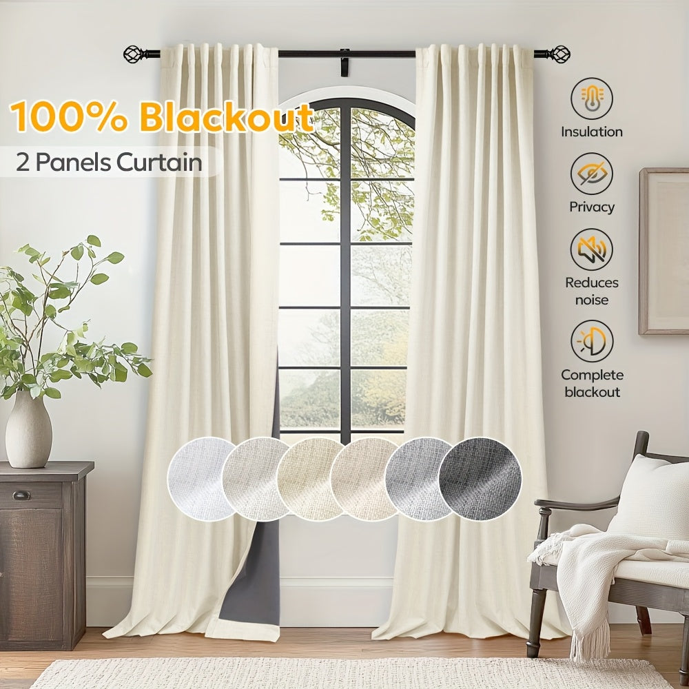 100% Blackout Curtains Back Tab & Rod Pocket for Bedroom Living Room - Thermal Insulated Darkening Drapes 2 & 4 Panel Sets for Windows Office Kitchen, Modern Home Decor