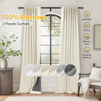 100% Blackout Curtains Back Tab & Rod Pocket for Bedroom Living Room - Thermal Insulated Darkening Drapes 2 & 4 Panel Sets for Windows Office Kitchen, Modern Home Decor