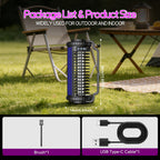 4000mAh Solar Bug Zapper USB Dual Charging Auto Light Sensor 360° Rotatable UV Mosquito Killer Fly Trap Chemical-Free Indoor Outdoor Camping Garden Patio Courtyard