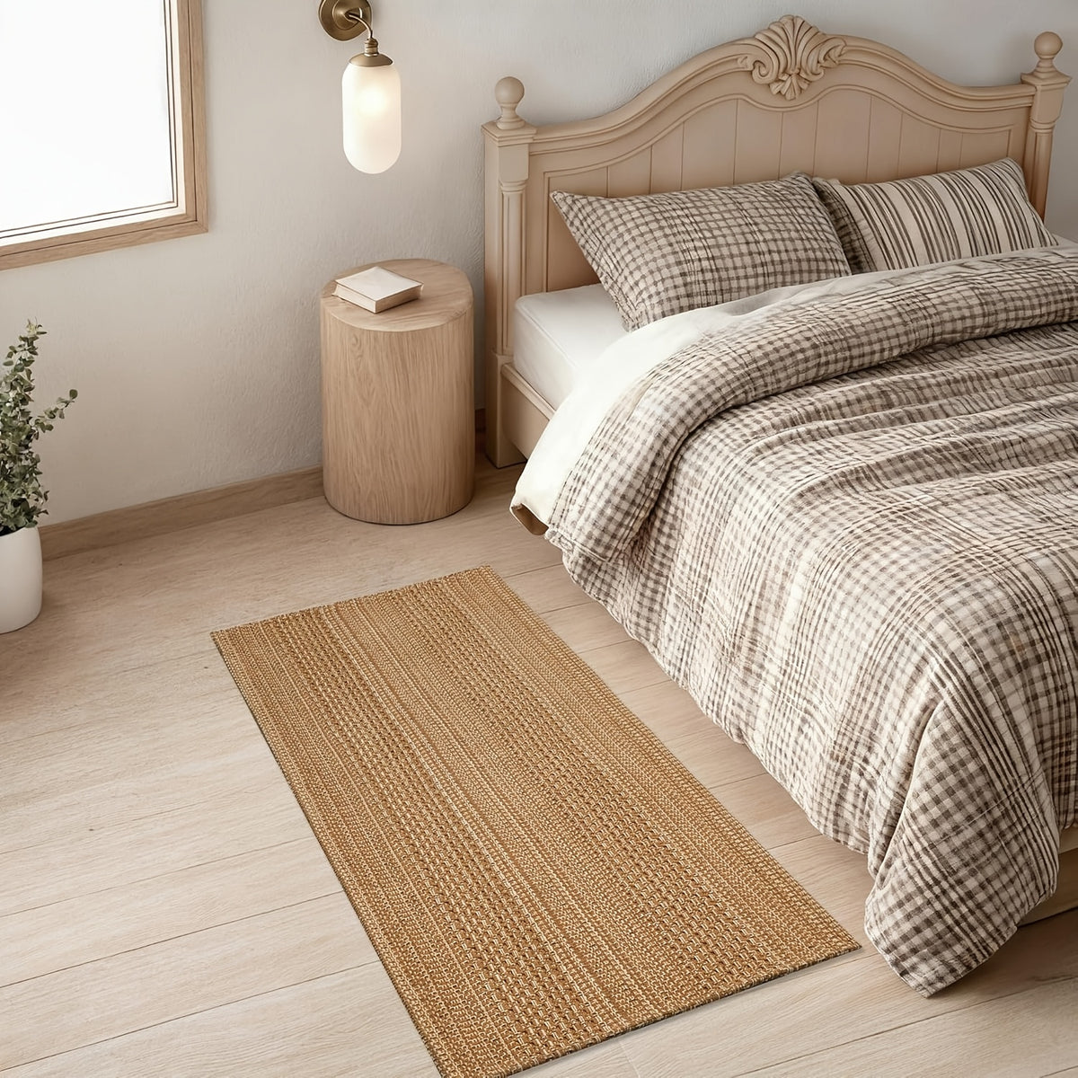Bohemian Braided Cotton Area Rug Machine Washable Non-Slip Rubber Back – Woven Boho Rug for Living Room, Bedroom, Kitchen, Dining Room & Entryway – Sizes 2x3ft to 6x9ft
