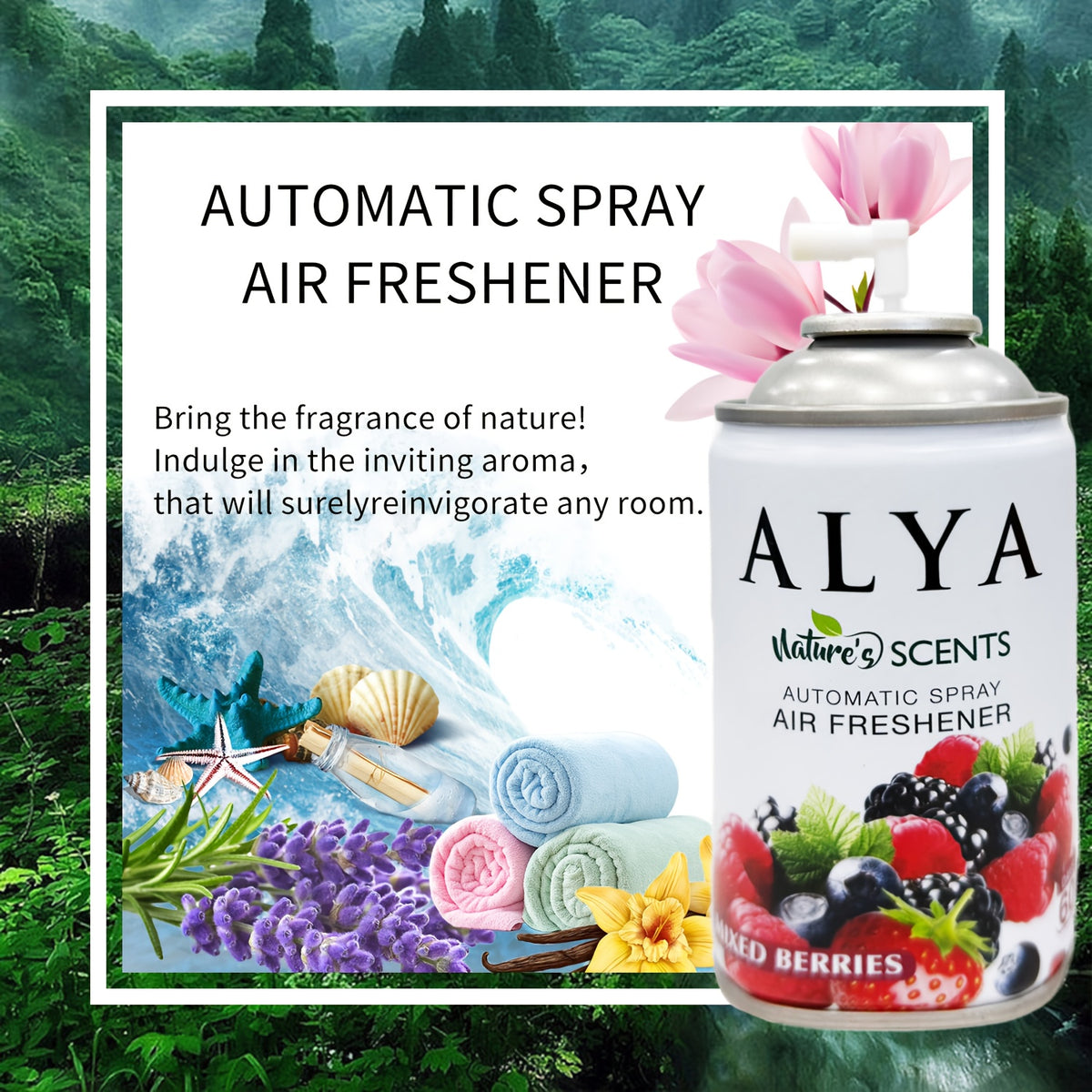 Automatic Spray Air Freshener Refill 8.45 oz 6 Scents 1-Pack and 4-Pack Odor Fighting for Home Bathroom Closet Car Office Fabric Lavender Magnolia Ocean Vanilla
