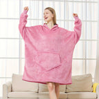 Hoodie Wearable Blanket for Men & Women – Thick Flannel Oversized Sweatshirt Blanket with Pockets, Soft Cozy Warm Winter Lounge Wrap for Adults