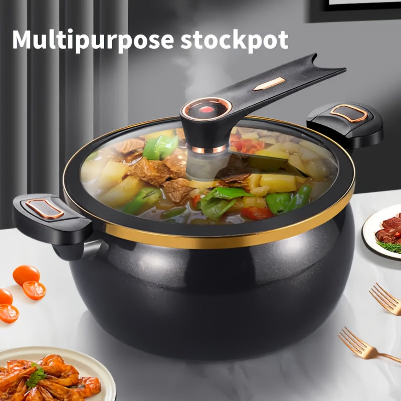 Non-Stick Stockpot 8.45QT with Twist Lock Handle – Large 2.11 Gallon Soup & Stew Pot Compatible with Induction Cooker, Gas & Electric Stovetop