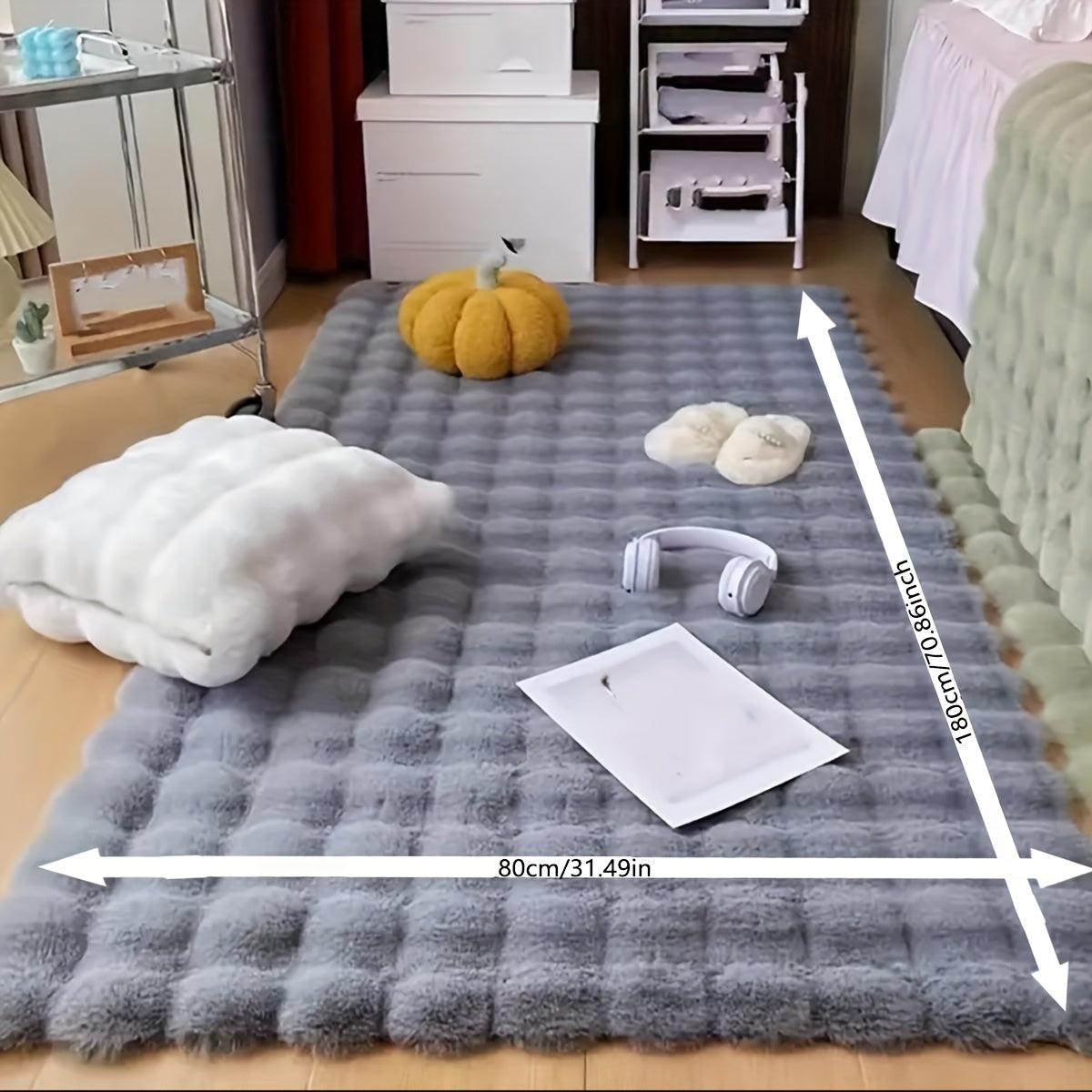 Thick Plush Bubble Area Rug – Fluffy Soft Indoor Mat for Living Room, Sofa Side & Bedside, Solid Color, Hand Wash | Gray | 31x71 & 47x71 in | Nuvia Haven