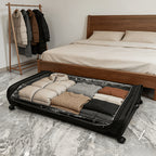 Rolling Under Bed Storage with Wheels - Metal Drawer Organizer for Clothes, Blankets, Shoes & Bedding, 1pc or 2pcs, Gray & Black, Wheeled Storage Box