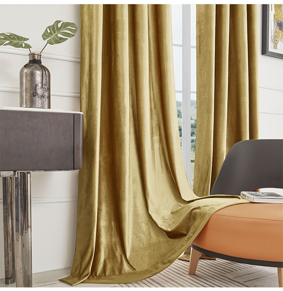 Velvet Grommet Curtains 4 Panels – Room Darkening Thermal Flannel Drapes for Living Room & Bedroom, Luxury Soft Window Panels, 52"W Multiple Lengths, Golden Hot Pink Champagne Taupe