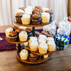 4 Tier Wood Cupcake Stand 360 Rotating Dessert Tower for 50 Cupcakes Farmhouse Tiered Cake Stand for Wedding Birthday Baby Shower Tea Party