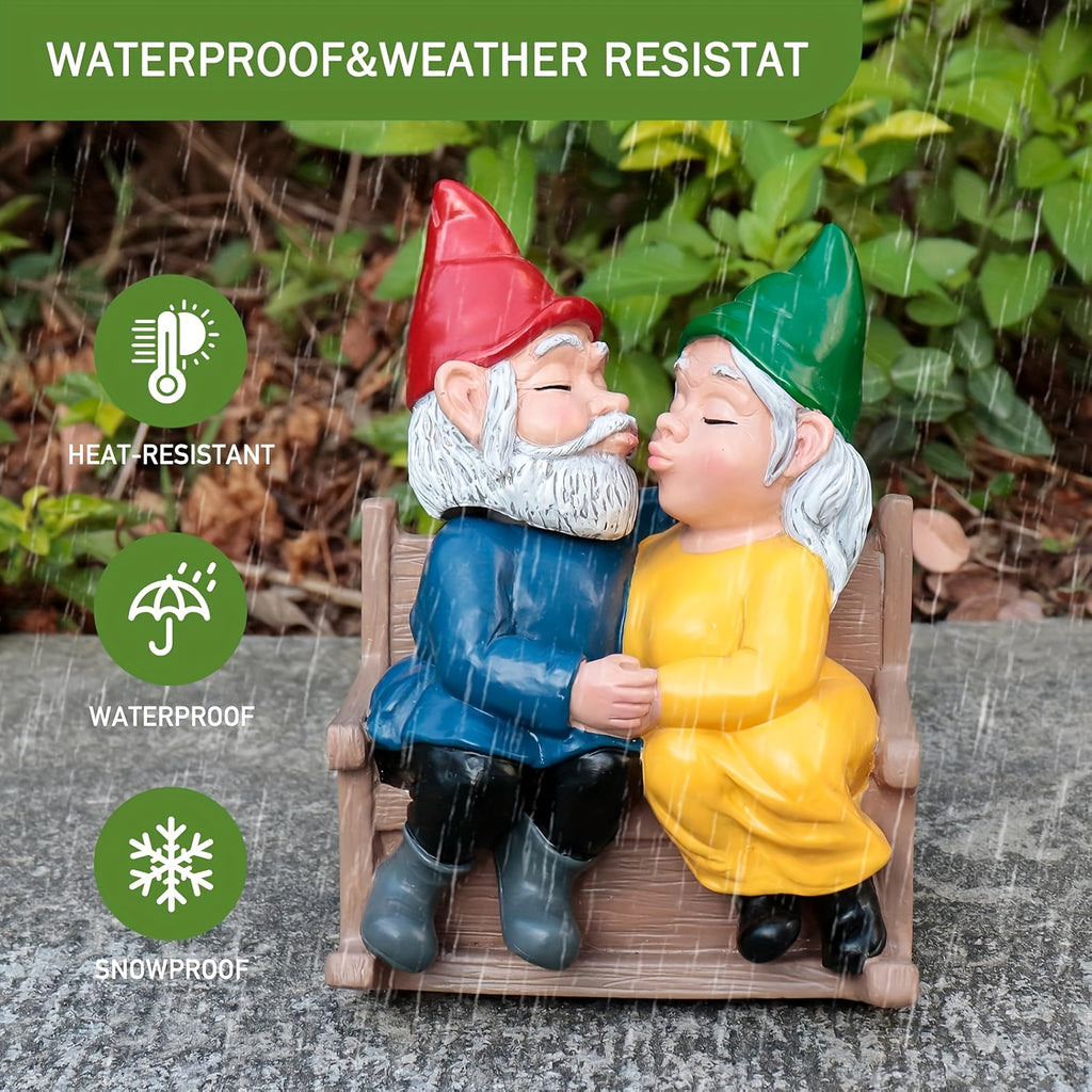 Kissing Couple Gnome Statue – Cute Garden Gnome Figurine for Indoor & Outdoor Decor | 5"L x 3.5"W x 6"H Romantic Gnome Sculpture | Valentine's Day, Wedding & Anniversary Gift