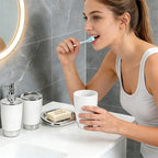 7-Piece Luxury Bathroom Accessory Set Modern Style Trash Can Toilet Brush Soap Dispenser Dish Toothbrush Holder Mouthwash Cup
