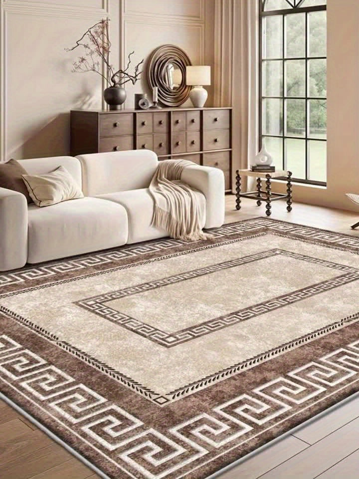 Modern Geometric Area Rug Non-Slip, Vintage Large Print Indoor Carpet for Living Room Bedroom Dining Room Home Office, 4 Sizes Available